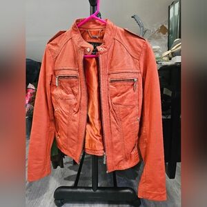 Bernado Leather Jacket Orange